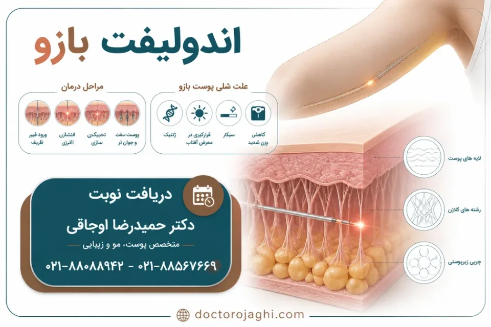 نحوه اثر فیبر لیزر اندولیفت بر پوست و چربی زیرپوستی بازو